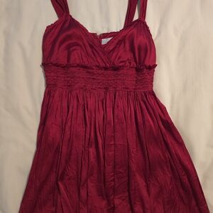 Elegant Red Silk Mini Dress, Women's Size 8